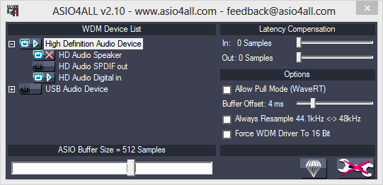 ASIO4All Control panel